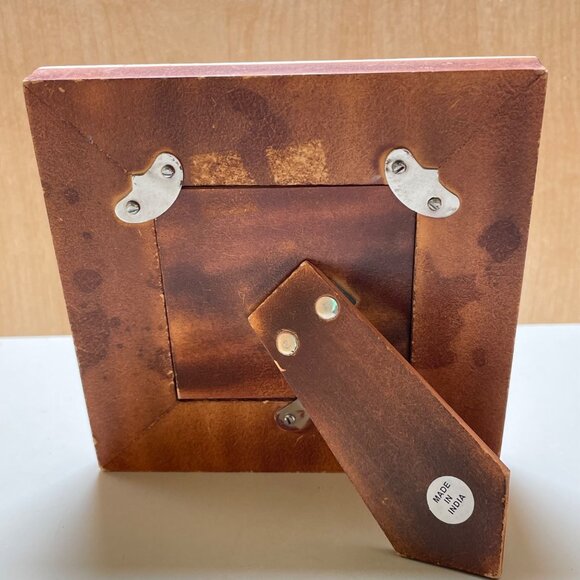 Handcrafted Stone Photo Frame with Floral Deer Art - 5x5 Inches - Made In India - Picture 3 of 9